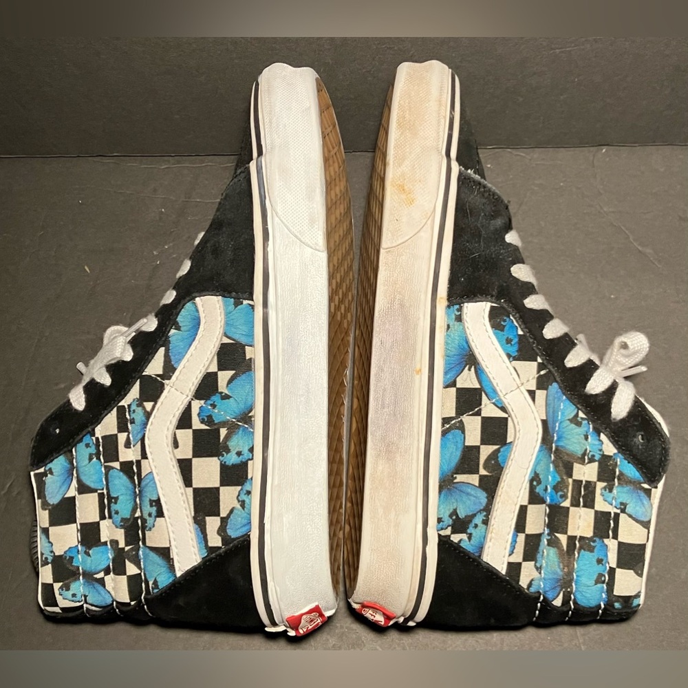 Vans 721356 Sk8-Hi Blue Butterfly Checkerboard Skate Lace Up Shoe